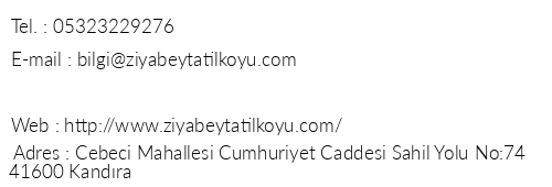 Ziya Bey Tatil Ky telefon numaralar, faks, e-mail, posta adresi ve iletiim bilgileri